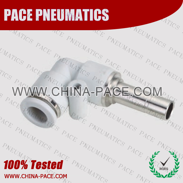 Grey White Polymer Push In Elbow Plug, Composite Pneumatic Fittings, Plastic Air Fittings, one touch tube fittings, Pneumatic Fitting, Nickel Plated Brass Push in Fittings, pneumatic accessories.